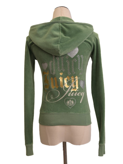 Excellent Juicy Couture Green Velour Tracksuit Size S for Women