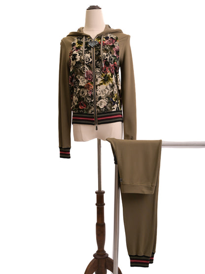 Excellent VDP Women’s XS Floral Hooded Jacket & Pants Set Combined Color