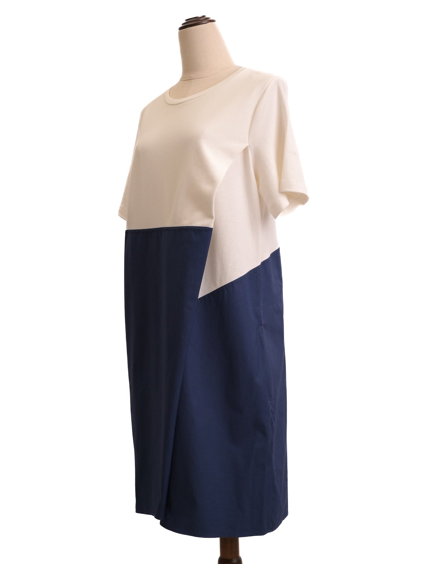 excellent cos two-tone dress s nylon casual white and blue