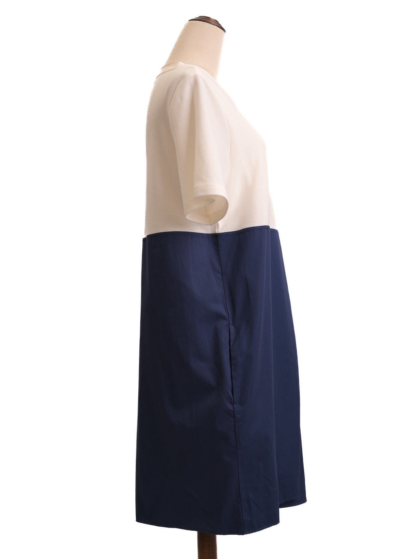 excellent cos two-tone dress s nylon casual white and blue
