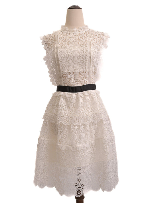 Excellent Rosalind White Lace Dress Cotton Sleeveless Size N/A