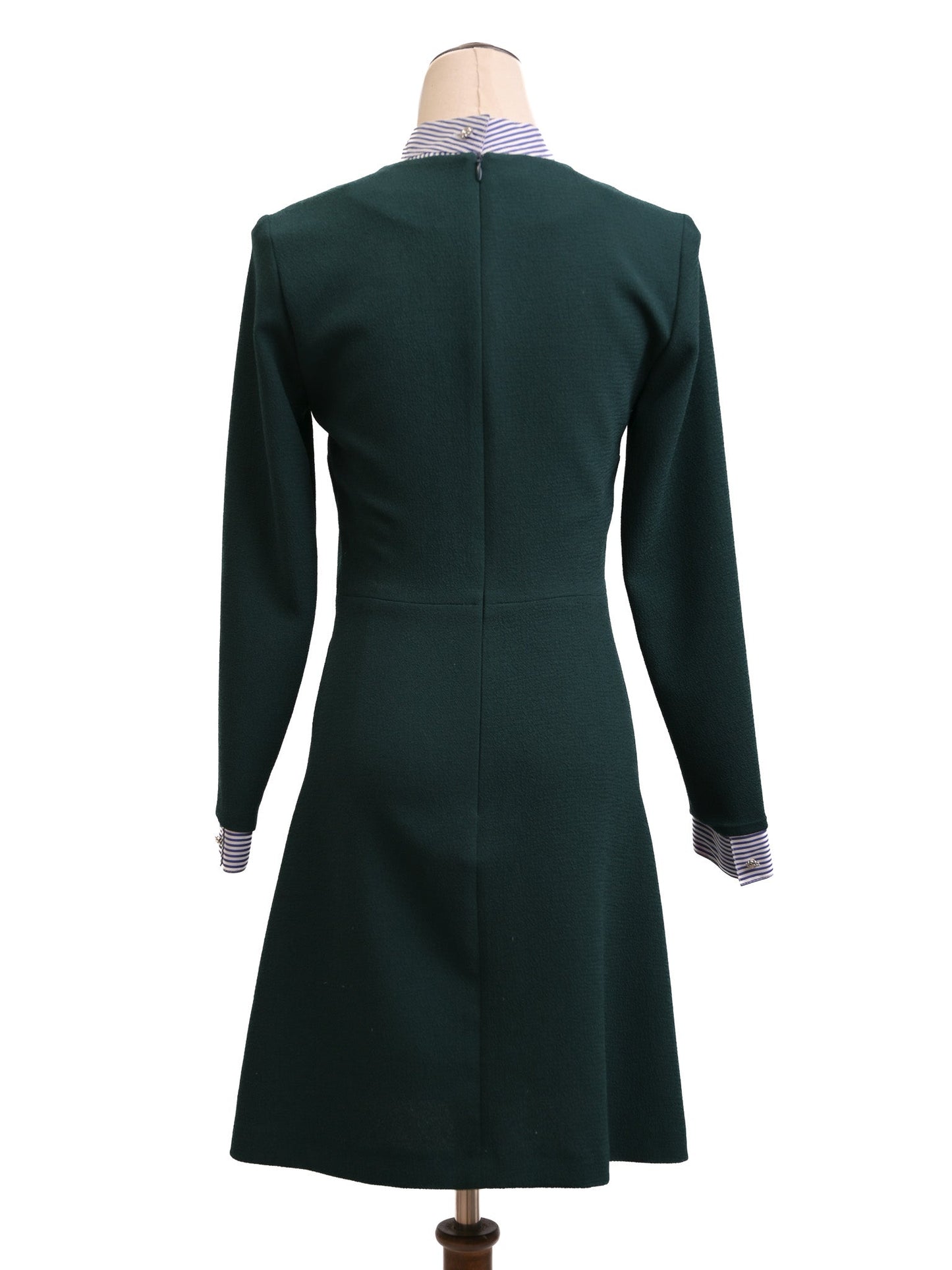 excellent sandro green cotton dress size s with classic striped details