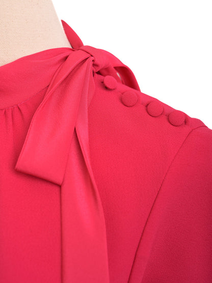 Excellent Red Valentino Pink Dress Size M with Ruffled Hem & Bow Detail