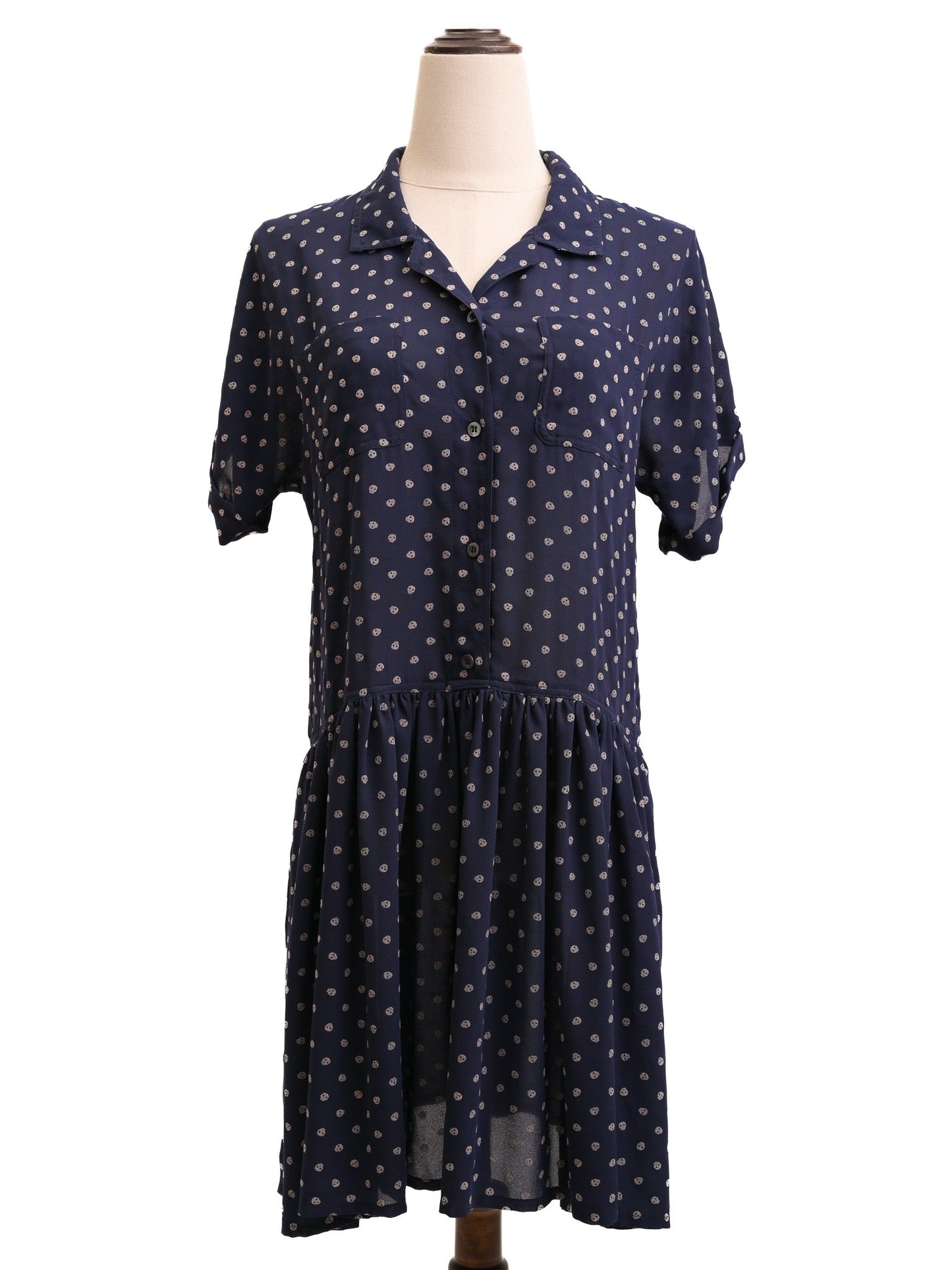 excellent jean-paul gaultier blue polka dot dress size m