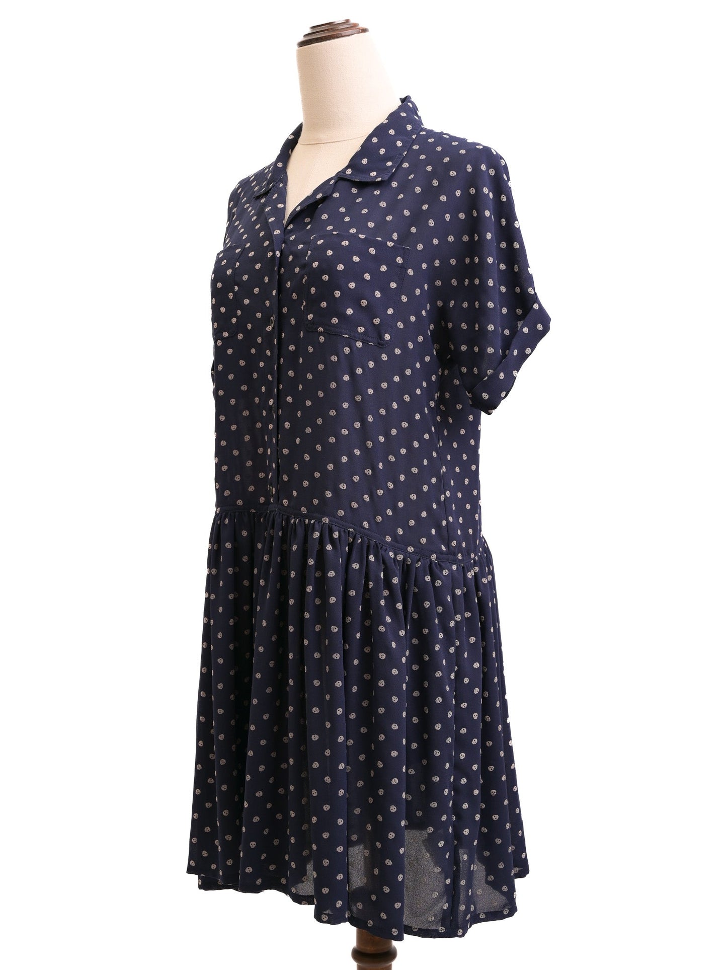 excellent jean-paul gaultier blue polka dot dress size m