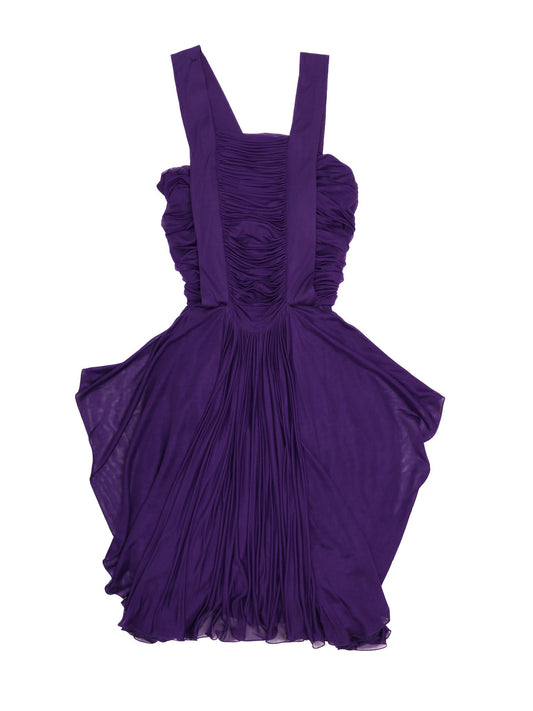 Excellent Yves Saint Laurent Purple Silk Dress with Pleats
