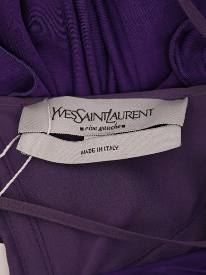 Excellent Yves Saint Laurent Purple Silk Dress with Pleats