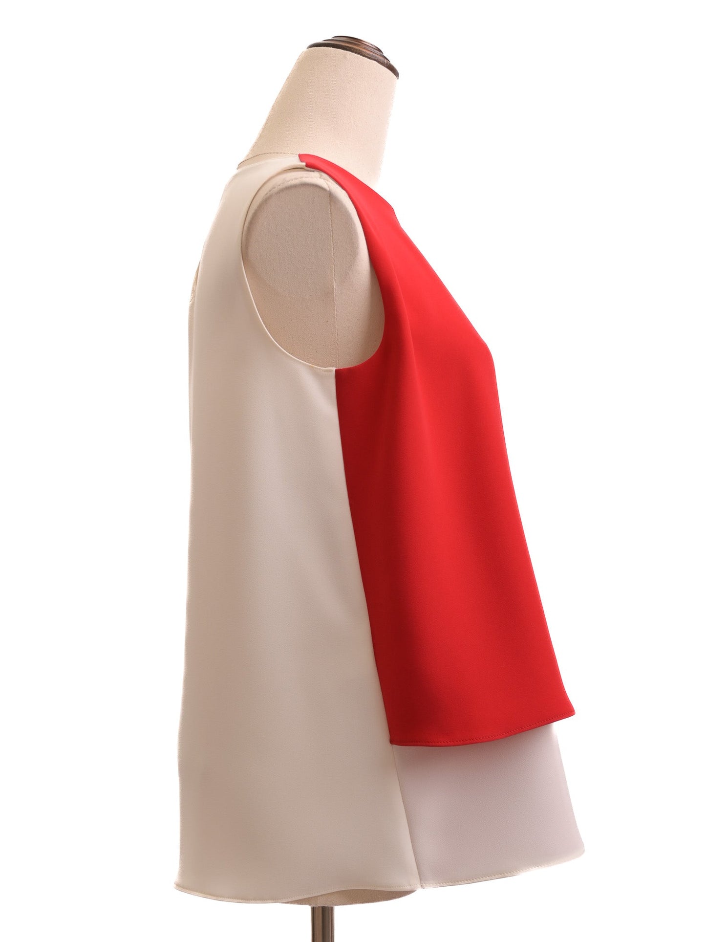 excellent carolina herrera red & white sleeveless blouse size s