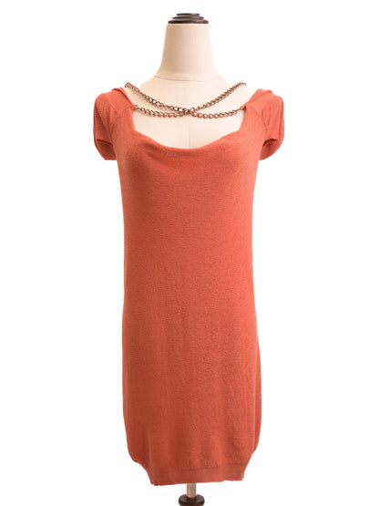NEW Patrizia Pepe Pink Viscose Dress XXS with Chain Detail