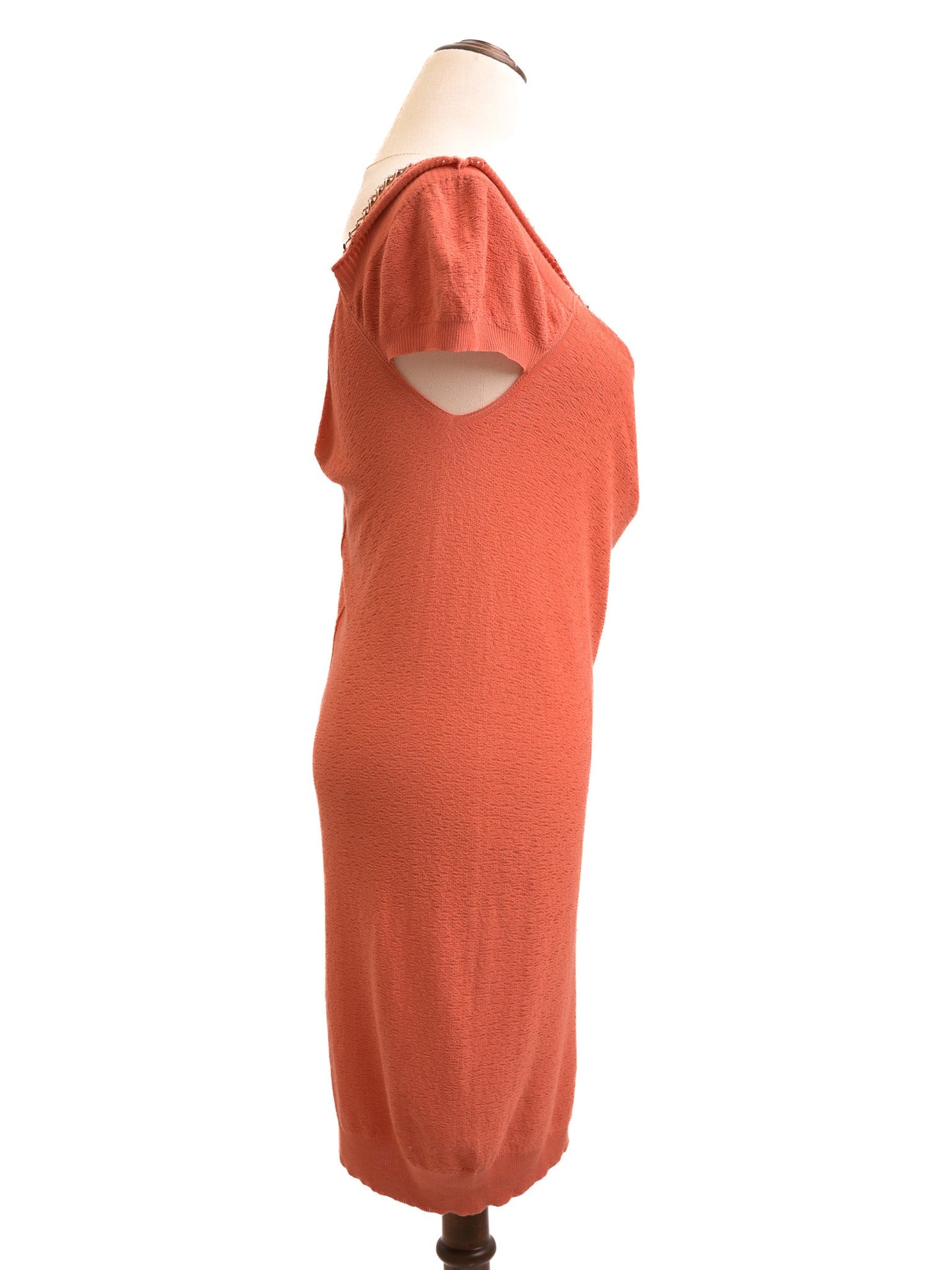 new patrizia pepe pink viscose dress xxs with chain detail