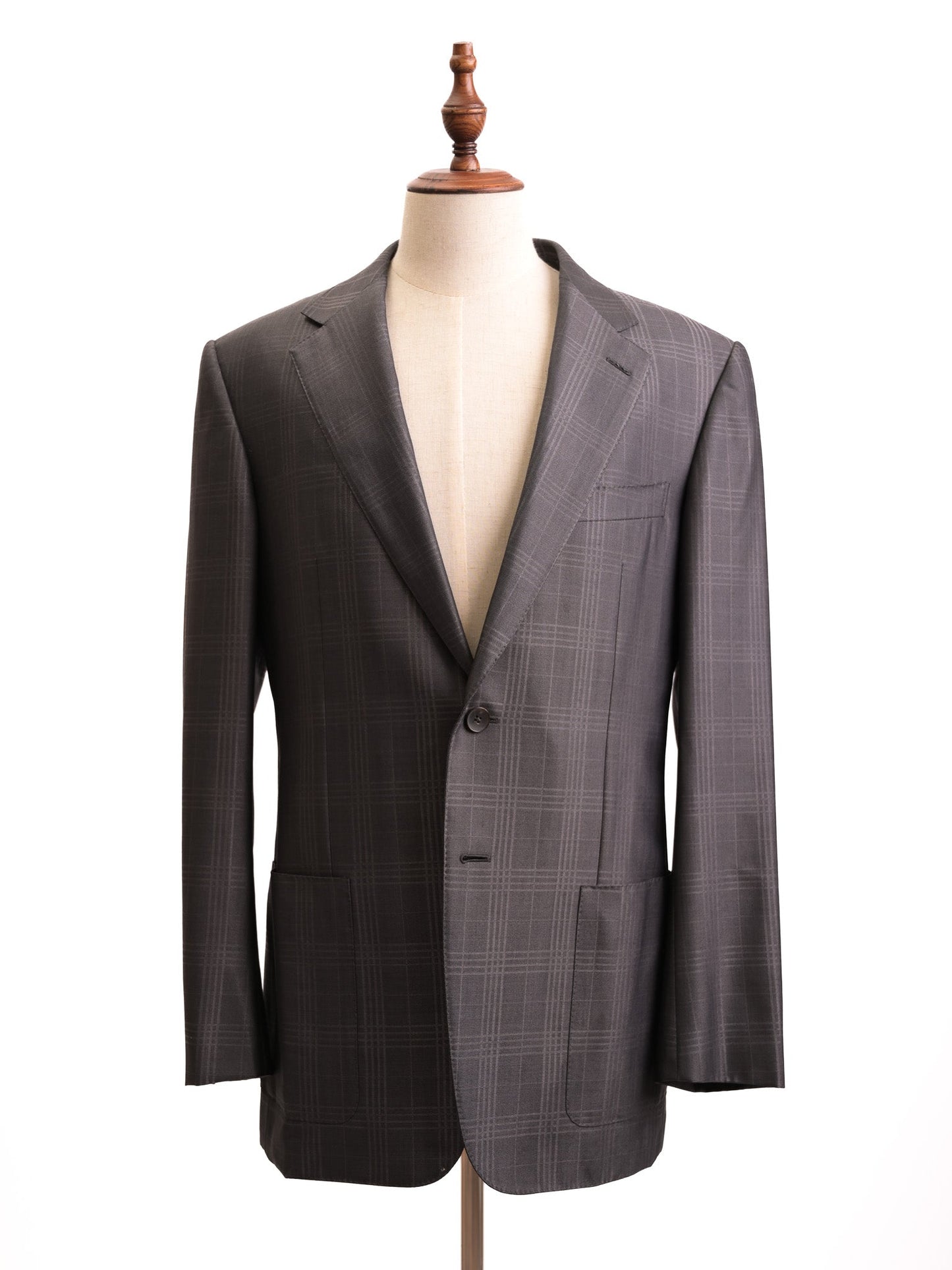 excellent gucci gray wool men's plaid suit size l