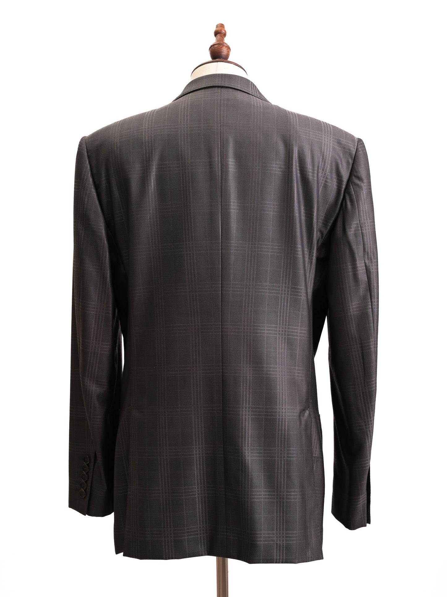 excellent gucci gray wool men's plaid suit size l