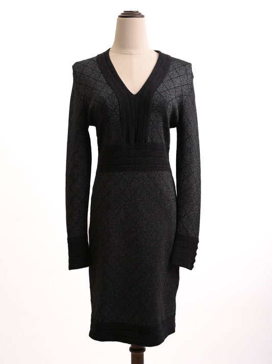 Excellent Balmain Black Long-Sleeved Dress Size L