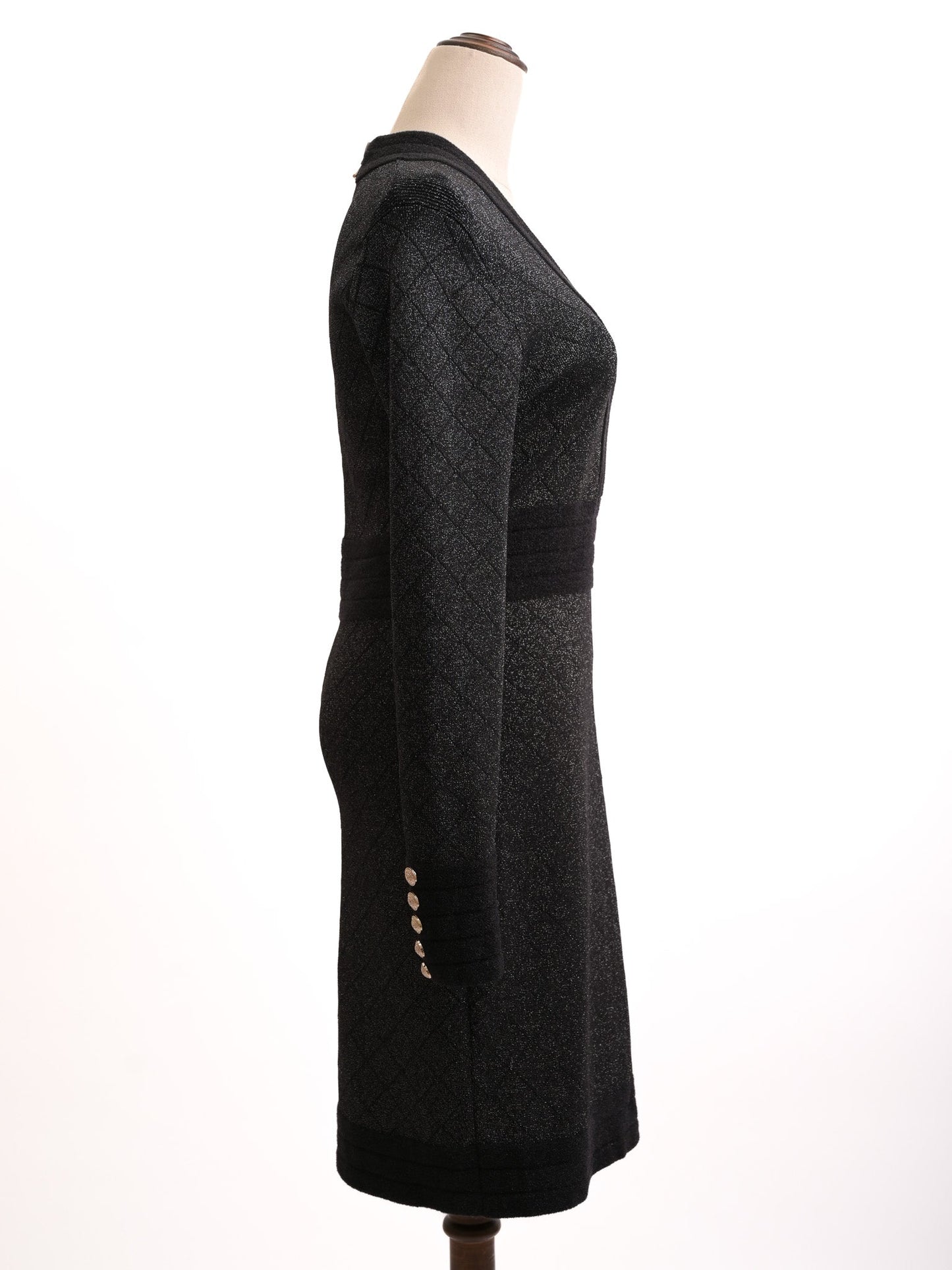 excellent balmain black long-sleeved dress size l