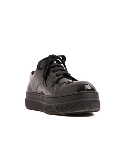 Excellent Prada Black Leather Shoes Size 41 with Glossy Finish