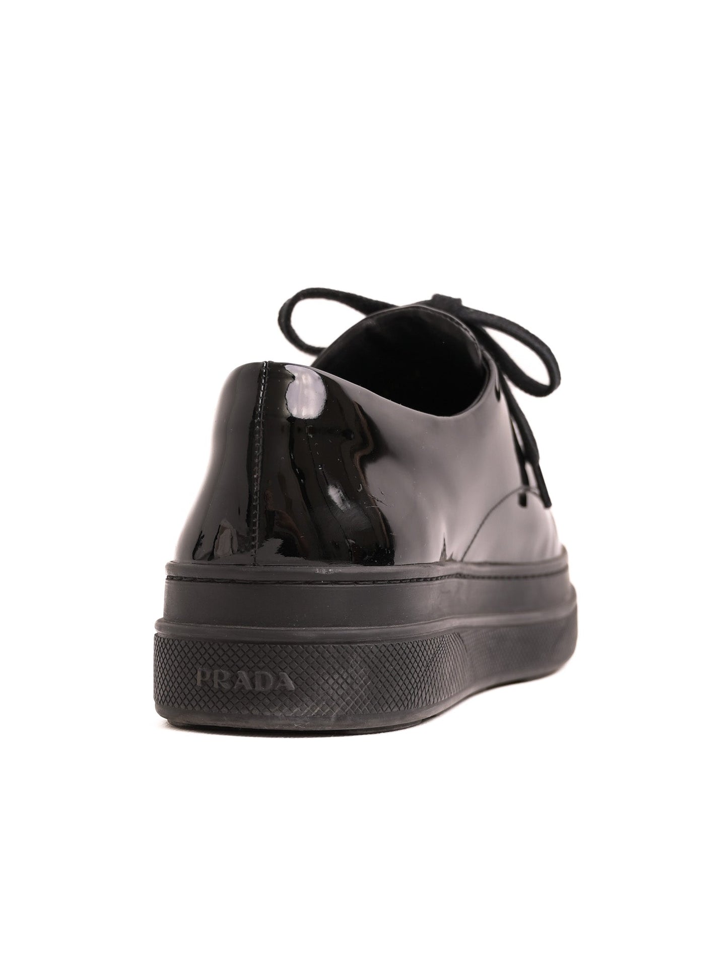 excellent prada black leather shoes size 41 with glossy finish