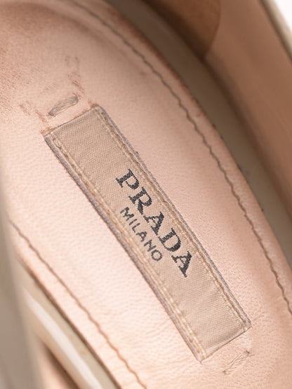 Average Prada Gray Leather High-Heeled Pumps Size 40