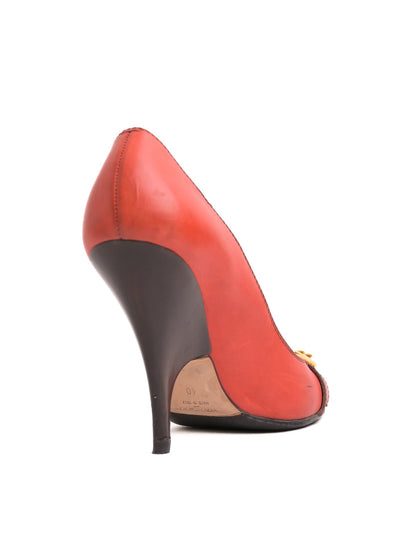Good Giuseppe Zanotti Red Leather High-Heeled Pumps with Buckle Detail