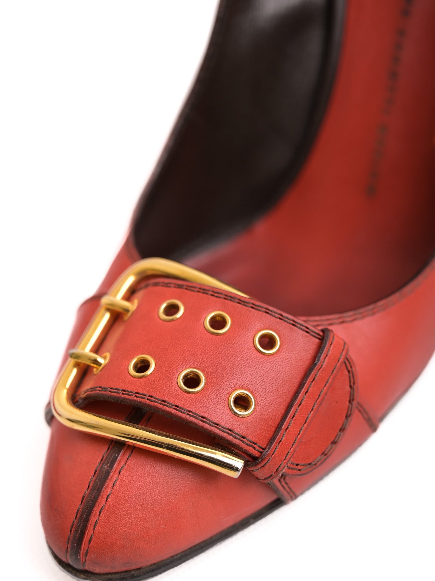 good giuseppe zanotti red leather high-heeled pumps with buckle detail