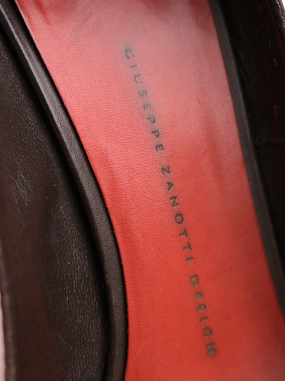 Good Giuseppe Zanotti Red Leather High-Heeled Pumps with Buckle Detail