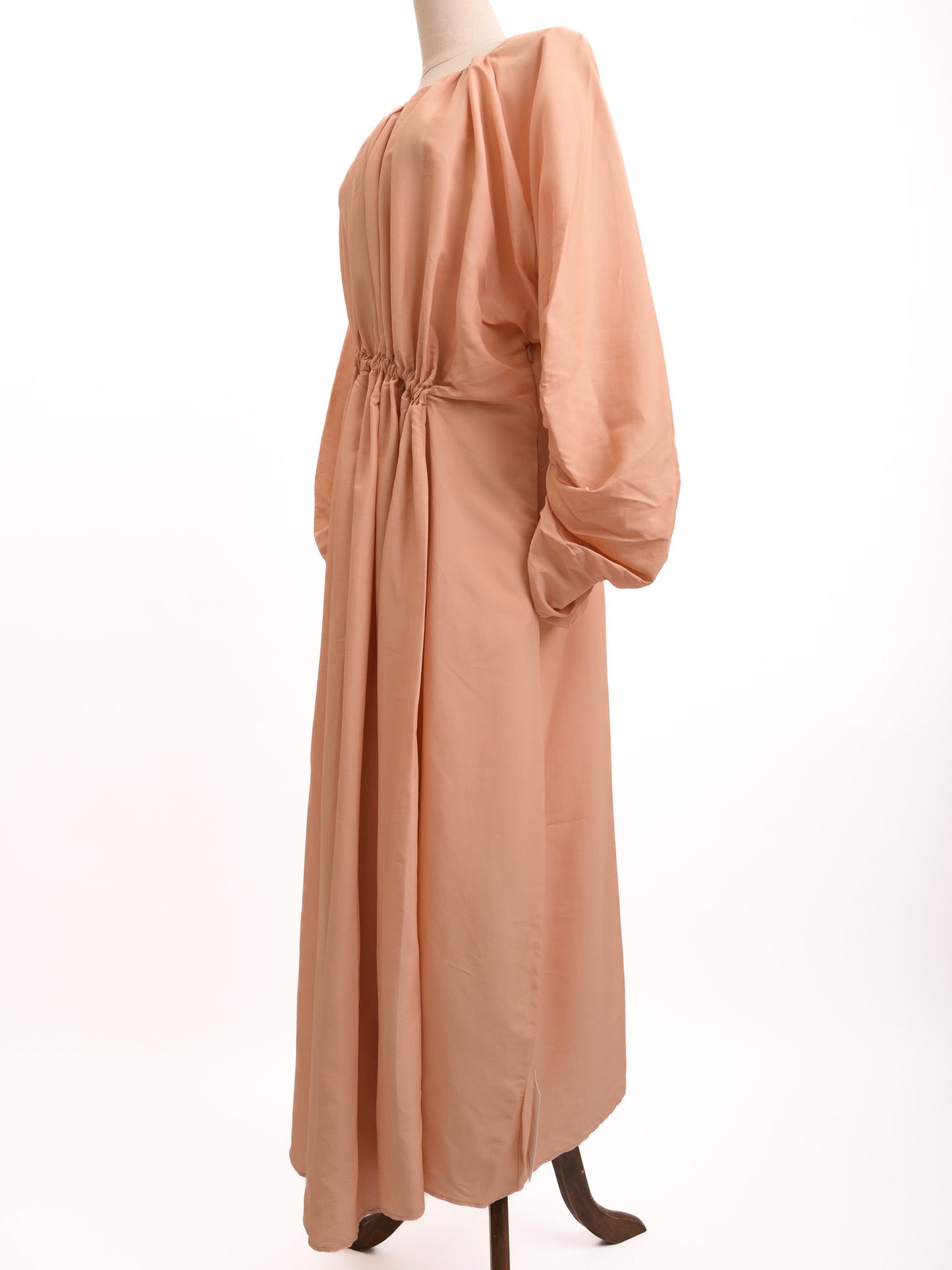 excellent jil sander pink viscose dress size s with ruched sleeves