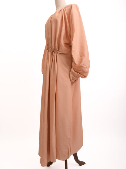 Excellent Jil Sander Pink Viscose Dress Size S with Ruched Sleeves