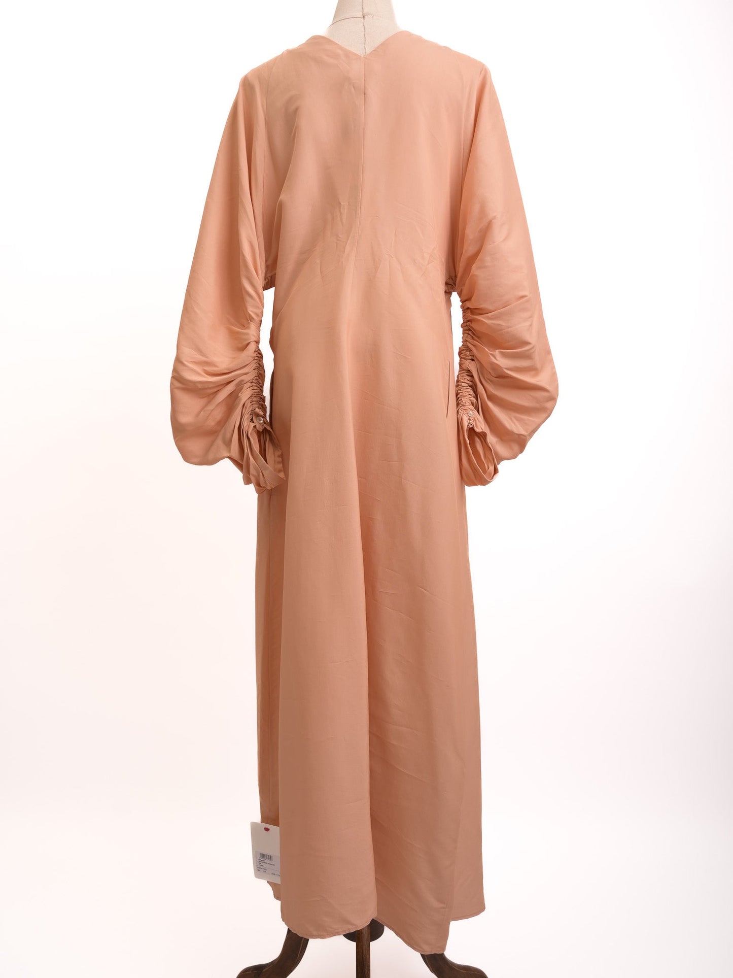 excellent jil sander pink viscose dress size s with ruched sleeves