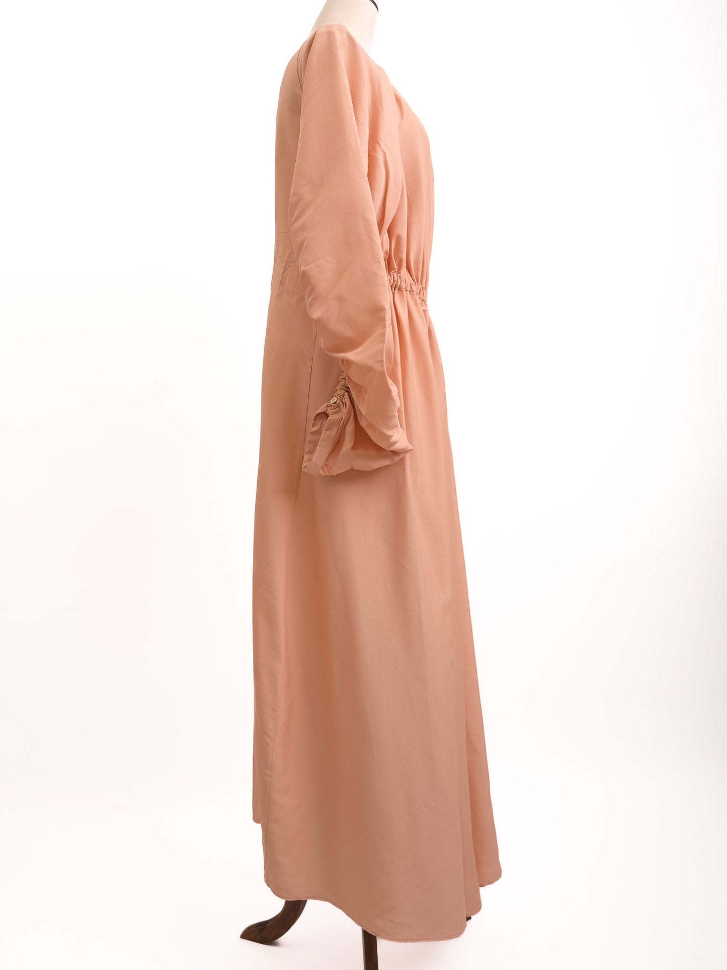 excellent jil sander pink viscose dress size s with ruched sleeves
