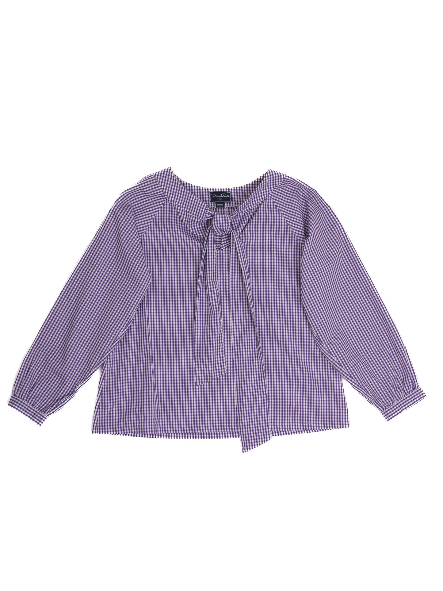 excellent oscar de la renta blouse for kids size 12 purple checkered