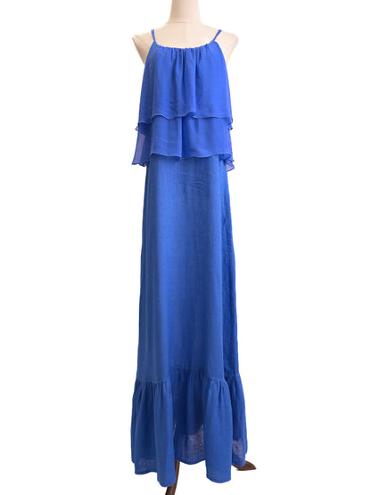 120% Lino WomenÕs Blue Maxi Dress Sleeveless Size M Perfect Condition