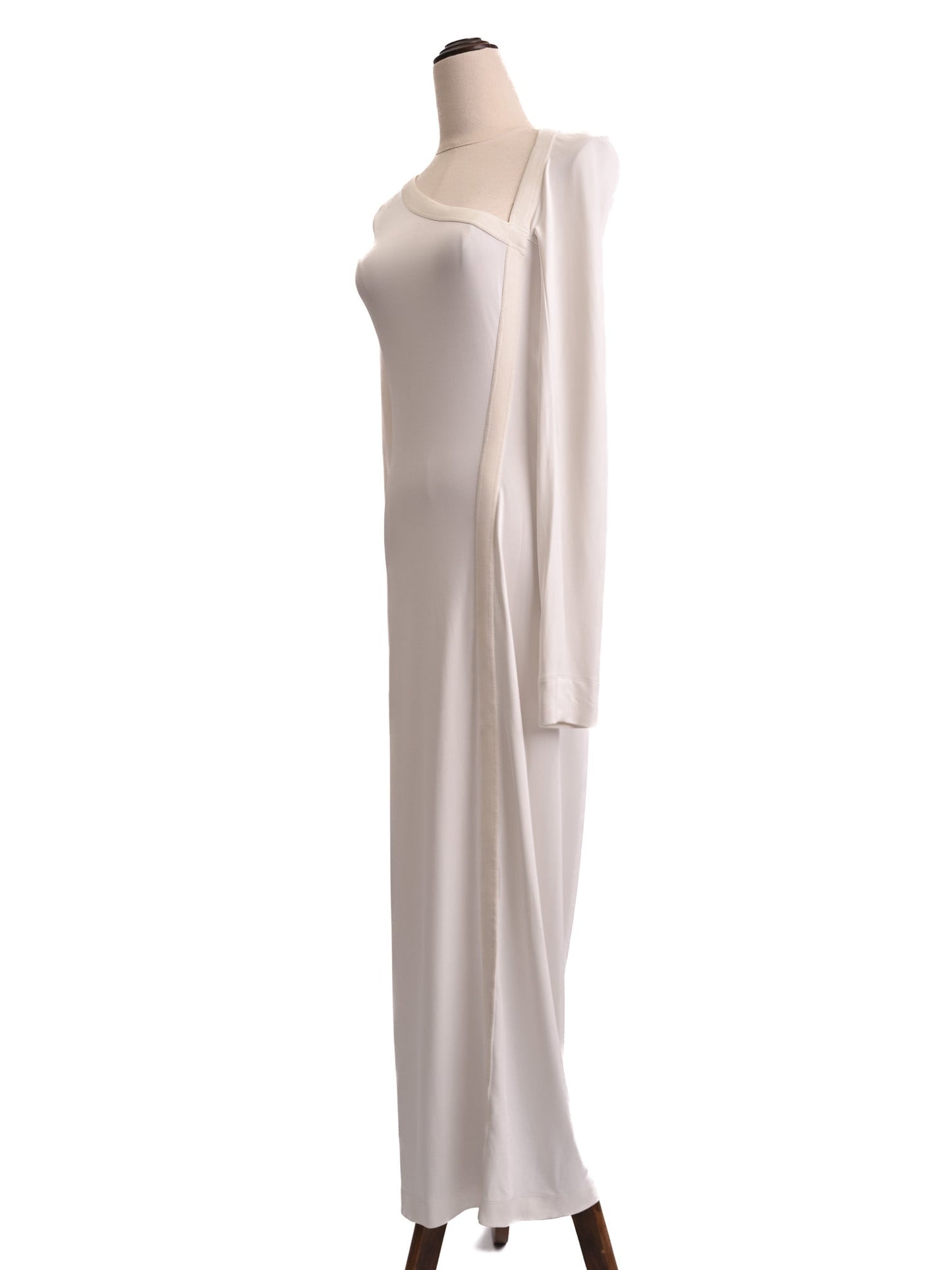 excellent donna karan white asymmetrical long sleeve dress xs