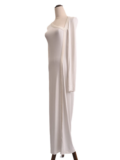 Excellent Donna Karan White Asymmetrical Long Sleeve Dress XS
