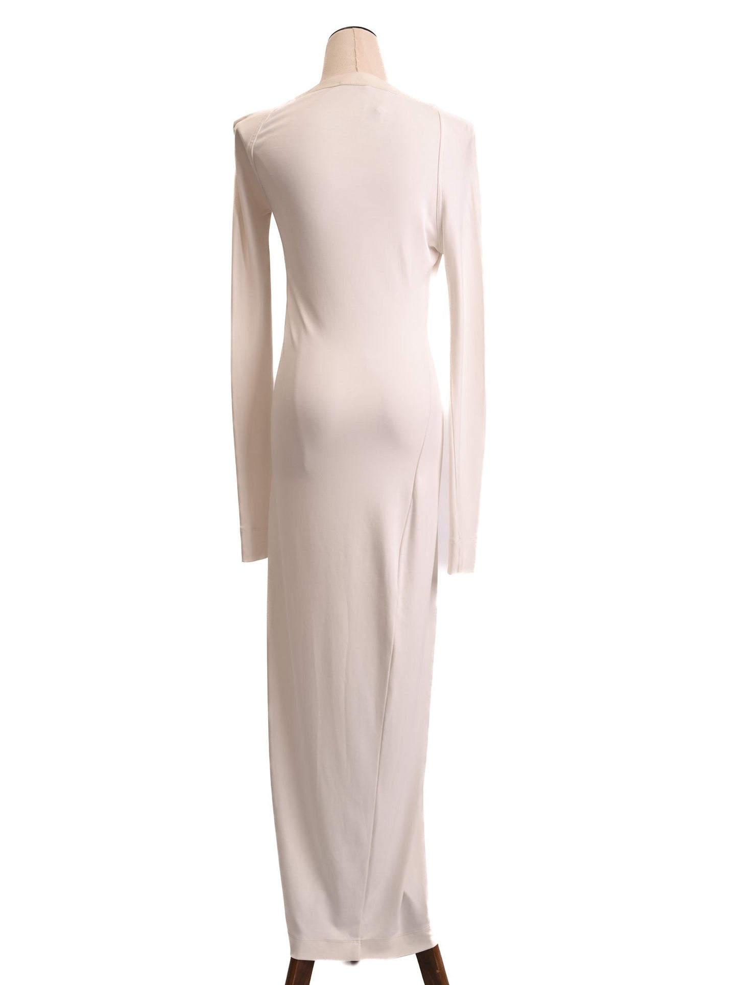 excellent donna karan white asymmetrical long sleeve dress xs