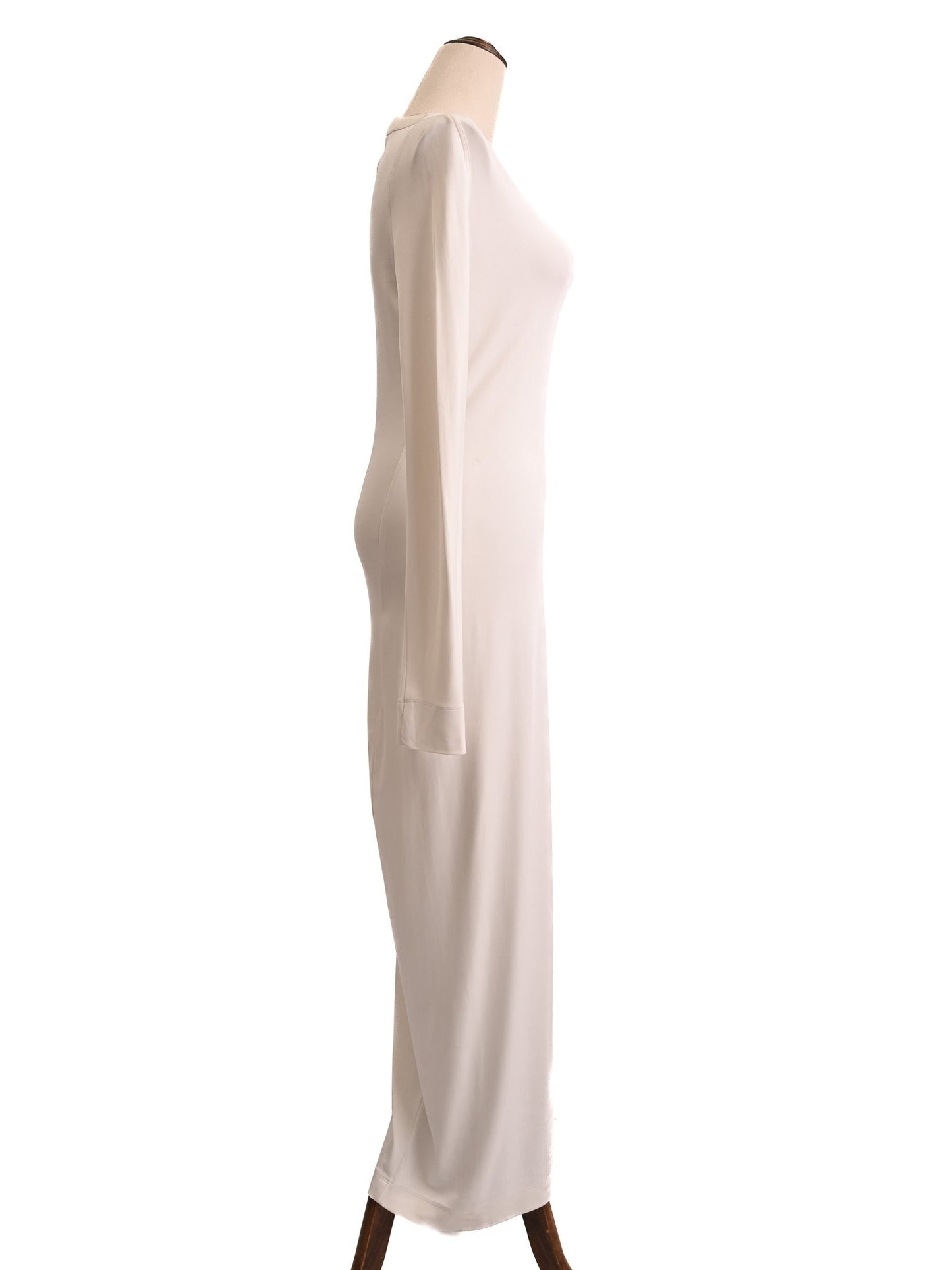 excellent donna karan white asymmetrical long sleeve dress xs