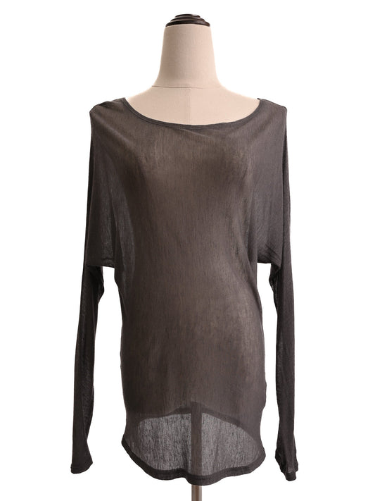 Excellent L'agence Gray Sheer Long Sleeve Top Size S