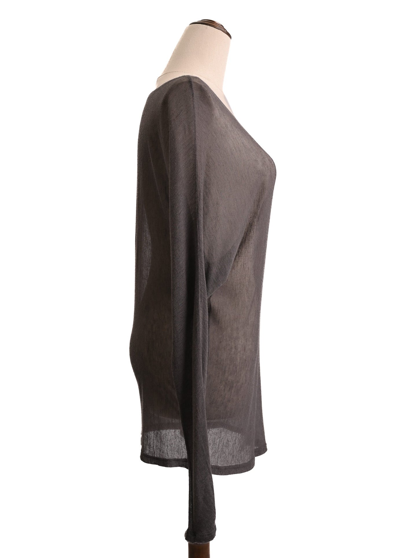 excellent l'agence gray sheer long sleeve top size s
