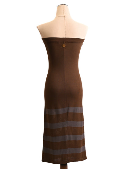 Excellent Frankie Morello Orange Strapless Dress Size S with Horse Motif