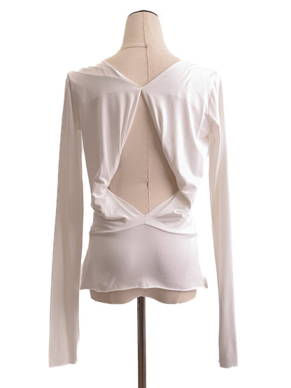 Excellent Givenchy White Cotton Blouse XS with Unique Back Design