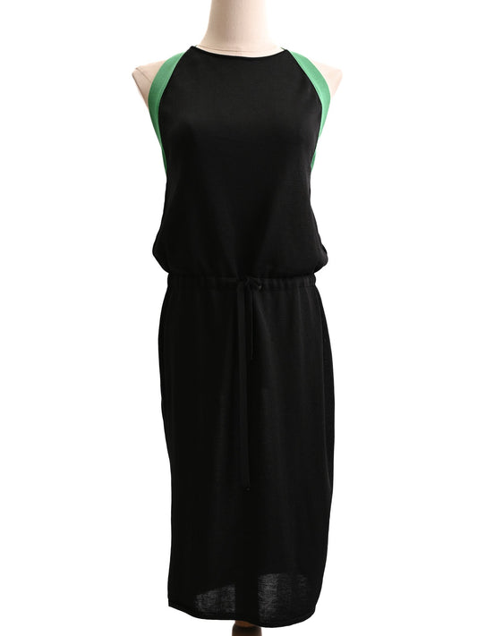 EXCELLENT Iceberg Black Sleeveless Dress Size S with Green Accents