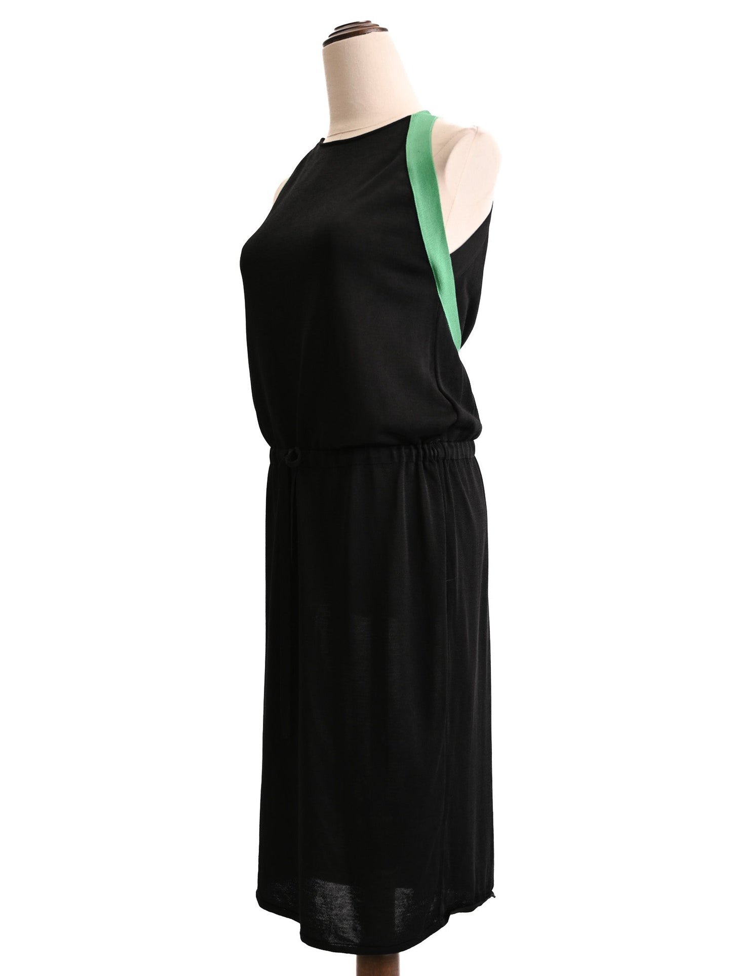excellent iceberg black sleeveless dress size s with green accents