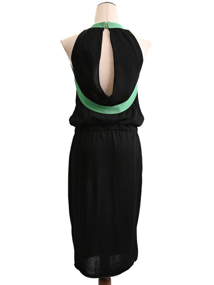 EXCELLENT Iceberg Black Sleeveless Dress Size S with Green Accents