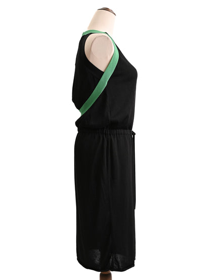 EXCELLENT Iceberg Black Sleeveless Dress Size S with Green Accents