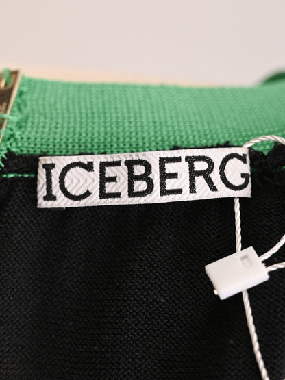 EXCELLENT Iceberg Black Sleeveless Dress Size S with Green Accents