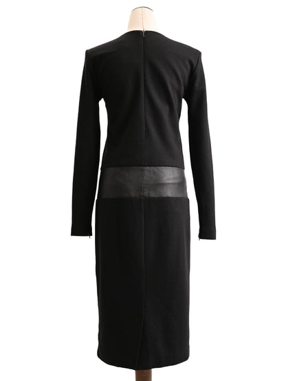 Excellent Max Mara Black Dress with Leather-Like Waistband Size S