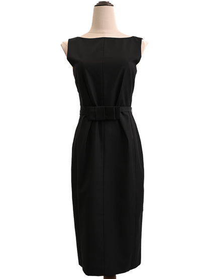 Ted Baker Black Cotton Dress XS - Elegant Sleeveless with Belted Waist