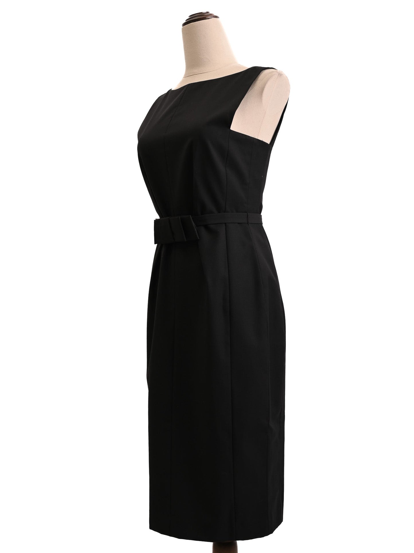 ted baker black cotton dress xs - elegant sleeveless with belted waist