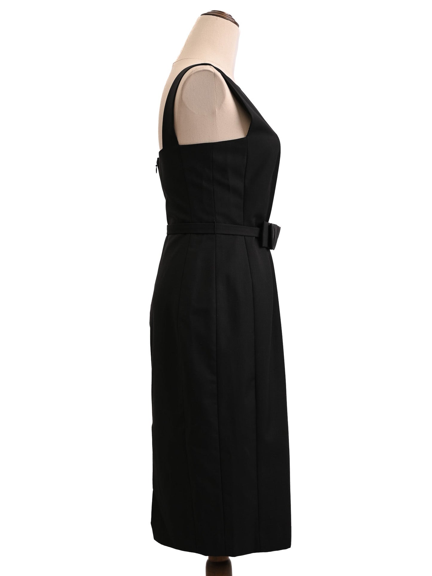 ted baker black cotton dress xs - elegant sleeveless with belted waist