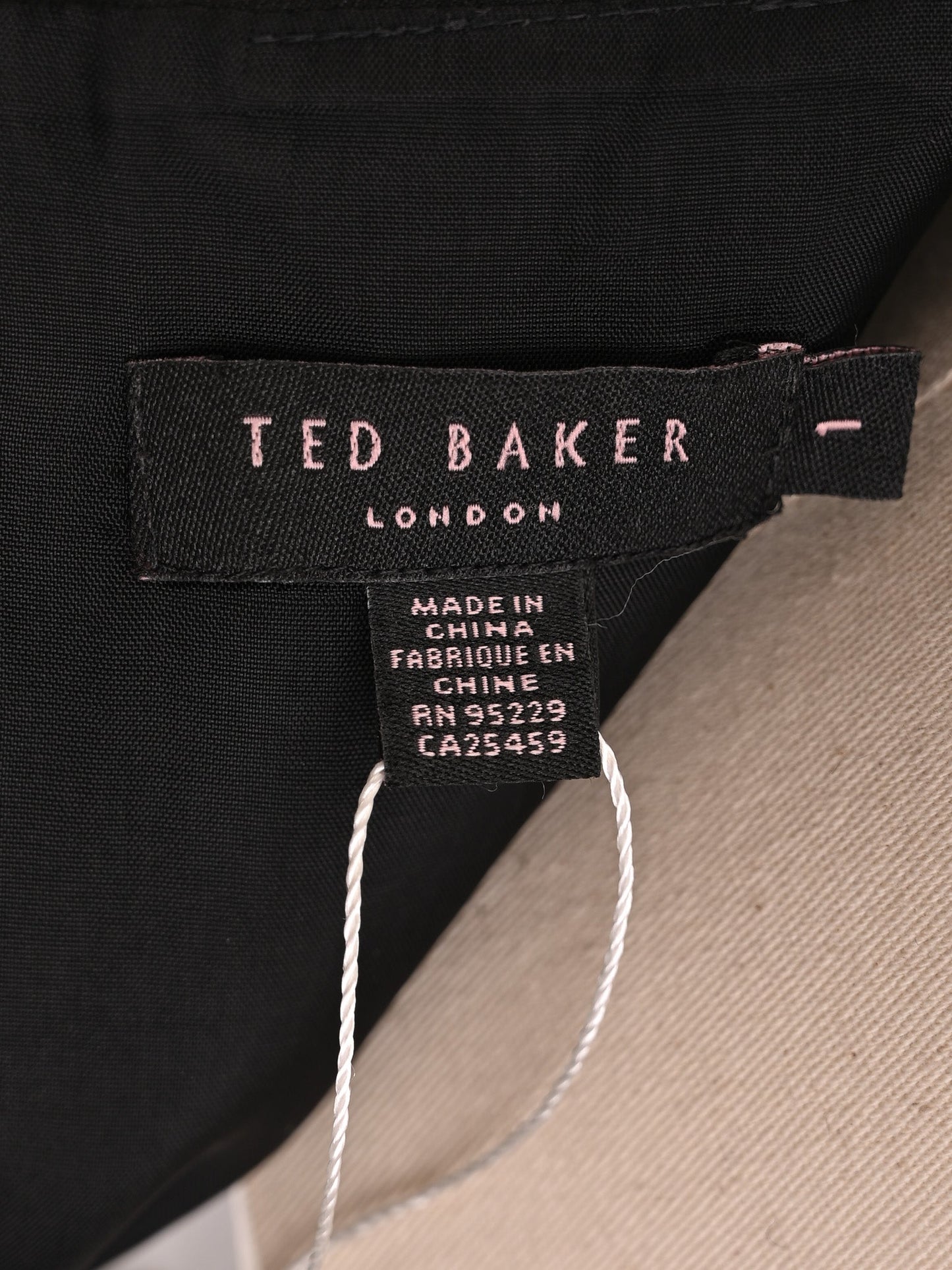 ted baker black cotton dress xs - elegant sleeveless with belted waist