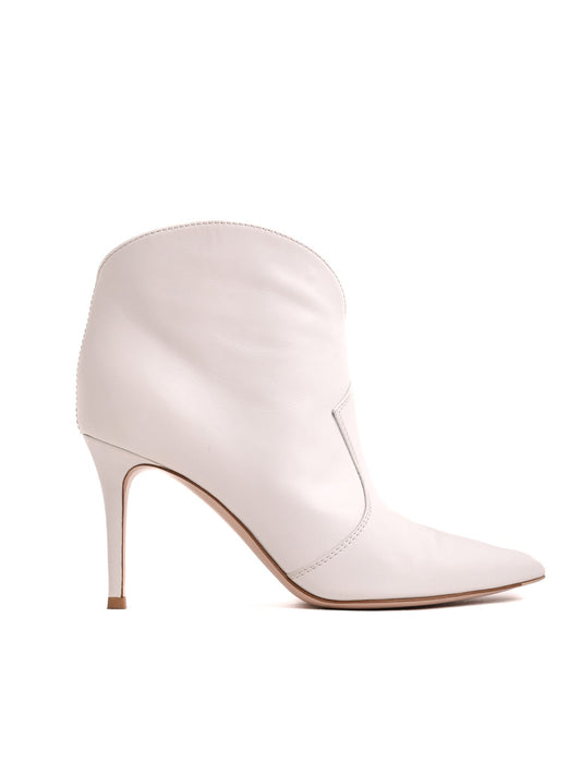 Average Gianvito Rossi White Leather Heeled Ankle Boot Size 36