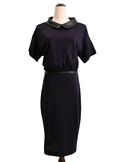 Good Moschino Purple Dress with Black Collar and Belt Size M